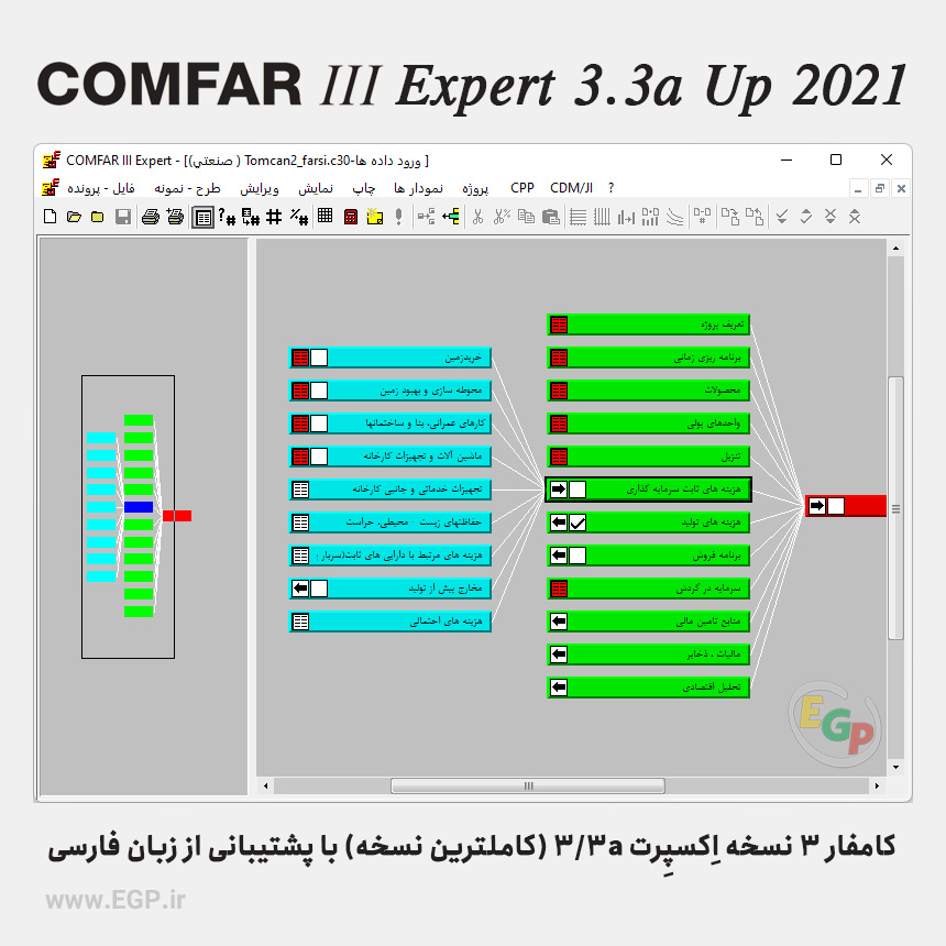 COMFAR 3.3a 64-bit to Windows 11 Farsi Support